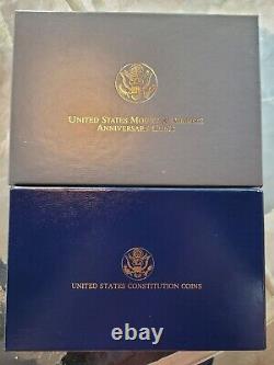 1991 Mount Rushmore Anniversary & 1987 Constitution Gold & Silver Sets 10 COINS