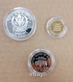1991 U. S. Mint Mount Rushmore Anniversary 3 Coin Proof Set 1 Gold withOGP & Cert