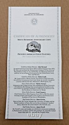 1991 U. S. Mint Mount Rushmore Anniversary 3 Coin Proof Set 1 Gold withOGP & Cert