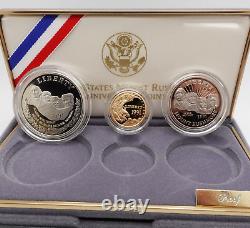 1991 U. S Mint Mount Rushmore Anniversary Gold & Silver 3 Coin Proof Set OGP COA
