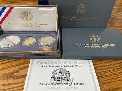 1991 United States Us Mount Rushmore 3 Coin Anniversary Uncirculated Set