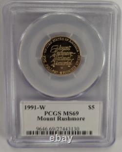 1991 W $5 Gold Commemorative Mount Rushmore PCGS MS69 Mercanti Signed