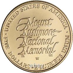 1991-W US Gold $5 Mount Rushmore Commemorative BU Coin in Capsule