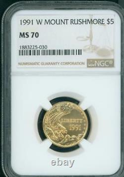 1991-w $5 Gold Commemorative Mt. Mount Rushmore Ngc Ms70 Ms-70