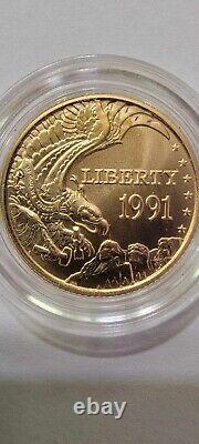 1991 w mount rushmore $5 gold commemorative coin