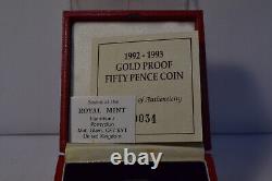 1992-1993 Commemorative Gold Proof Fifty Pence Coin Presidency Of The Eu