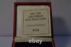 1992-1993 Commemorative Gold Proof Fifty Pence Coin Presidency Of The Eu