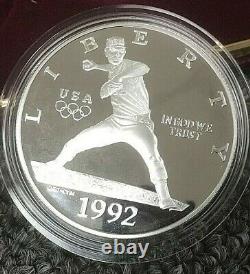 1992 3-Coin Commemorative Olympic Proof Set GOLD & SILVER $1 NOLAN RYAN