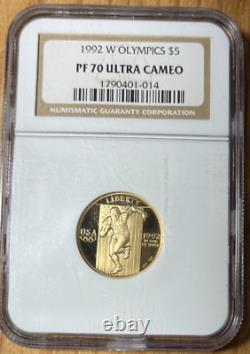 1992 $5 GOLD OLYMPICS RUNNER NGC PROOF PF70 PR 70 Ultra Cameo Commemorative GOLD