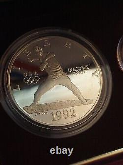 1992 US Mint Olympic Commemorative 3 Coin Silver & Gold Proof Set as Issued DHG