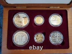 1992 US Mint Olympic Six Coin Proof & UNC Set with 2 $5 Gold Coins & 2 Silver $s