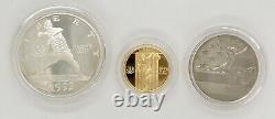 1992 U. S Mint Olympic 3 Coin Proof Set Ogp & Coa United States Gold & Silver