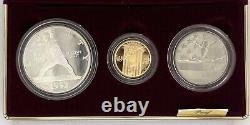 1992 U. S Mint Olympic 3 Coin Proof Set Ogp & Coa United States Gold & Silver