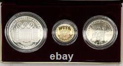 1992 U. S Mint Olympic 3 Coin Proof Set Ogp & Coa United States Gold & Silver