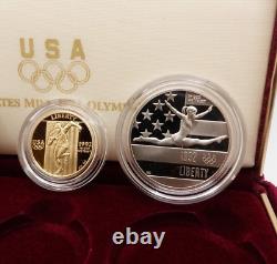 1992 U. S Mint Olympic Gold & Silver 3 Coin Proof Set OGP & COA