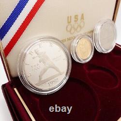1992 U. S Mint Olympic Gold & Silver 3 Coin Proof Set OGP & COA
