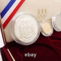 1992 U. S Mint Olympic Gold & Silver 3 Coin Proof Set OGP & COA