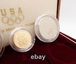1992 U. S Mint Olympic Gold & Silver 3 Coin Proof Set OGP & COA
