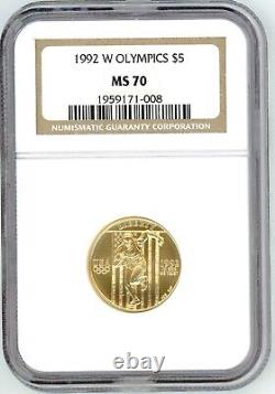 1992-W $5 GOLD Commemorative NGC MS-70 OLYMPICS RUNNER MS70 PERFECT GRADE