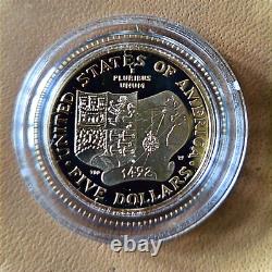 1992 W Christopher Columbus Quincentennial commemorative $5 Gold Coin Proof