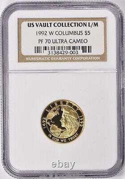 1992-W Columbus Gold $5 NGC PF70 ULTRA CAMEO