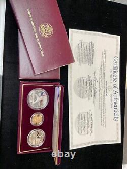 1992 XXV Olympiad 3-coin Proof Commemorative Set Silver-gold