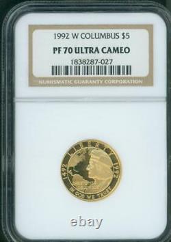 1992-w $5 Gold Commemorative Columbus Ngc Pr70 Pr-70 Proof Pf70 Pf-70
