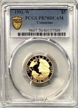 1992-w Christopher Columbus $5 Gold Proof Commemorative Pcgs Proof 70 Dcam