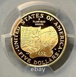 1992-w Christopher Columbus $5 Gold Proof Commemorative Pcgs Proof 70 Dcam