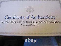 1993 BILL OF RIGHTS 6 coin set 2-Gold coins/ 2 sil dollars/ 2 sil half doll