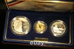 1993 BILL OF RIGHT 3 Coin Commemorative Proof Set, $1Silver $5Gold $. 50Copper