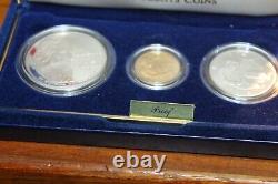 1993 BILL OF RIGHT 3 Coin Commemorative Proof Set, $1Silver $5Gold $. 50Copper