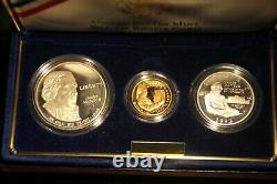 1993 BILL OF RIGHT 3 Coin Commemorative Proof Set, $1Silver $5Gold $. 50Copper