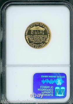 1993-W $5 GOLD COMMEMORATIVE JAMES MADISON BILL of RIGHTS NGC PR70 PROOF PF70