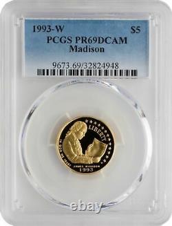 1993-W $5 James Madison Bill of Rights Gold Commemorative Coin PCGS PR69DCAM