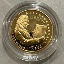 1993-W James Madison Bill of Rights Five Dollar Gold Proof Commemorative Coin