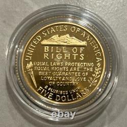 1993-W James Madison Bill of Rights Five Dollar Gold Proof Commemorative Coin