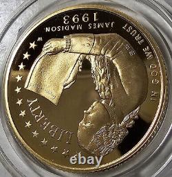 1993 W Liberty James Madison Bill Of Rights Proof Commemorative $5 Gold Coin