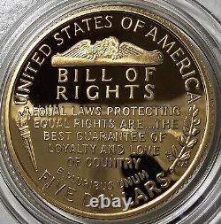 1993 W Liberty James Madison Bill Of Rights Proof Commemorative $5 Gold Coin