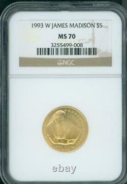 1993-w $5 Gold Commemorative Madison Bill Of Rights Ngc Ms70
