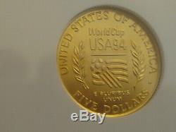 1994 W Gold $5 World Cup Commemorative NGC MS 70, Perfect Coin! About quarter oz