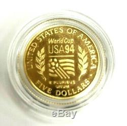 1994-W World Cup $5 Gold Five Dollar Proof Commemorative