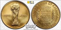 1994-W World Cup $5 Gold PCGS MS70 True View Gold Shield