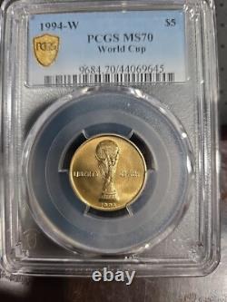 1994-W World Cup $5 Gold PCGS MS70 True View Gold Shield