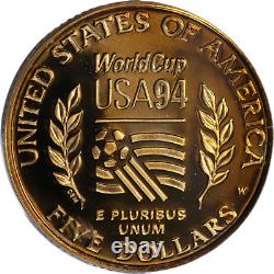 1994-W World Cup Commemorative Gold $5 PCGS PR69 DCAM