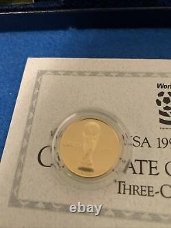 1994 World Cup USA 3 Coin Gold & Silver Commemorative Set -proof Ogp