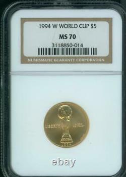 1994-w $5 Commemorative Gold Coin World Cup Soccer USA Football Ngc Ms70 Ms-70