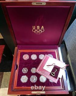 1995-1996 24 COIN U. S. OLYMPIC COMMEM SILVER $1/50C SET With BOX/KEY/COA (NO GOLD)