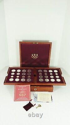 1995 1996 Atlanta 32 Coin Commemorative Gold & Silver Set with Wood Case COA Key