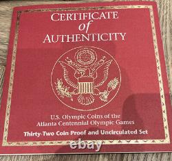 1995 -1996 Atlanta Olympics Games 32 Gold & Silver Comm Proof & Mint Coin Set